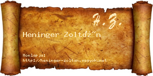 Heninger Zoltán névjegykártya
